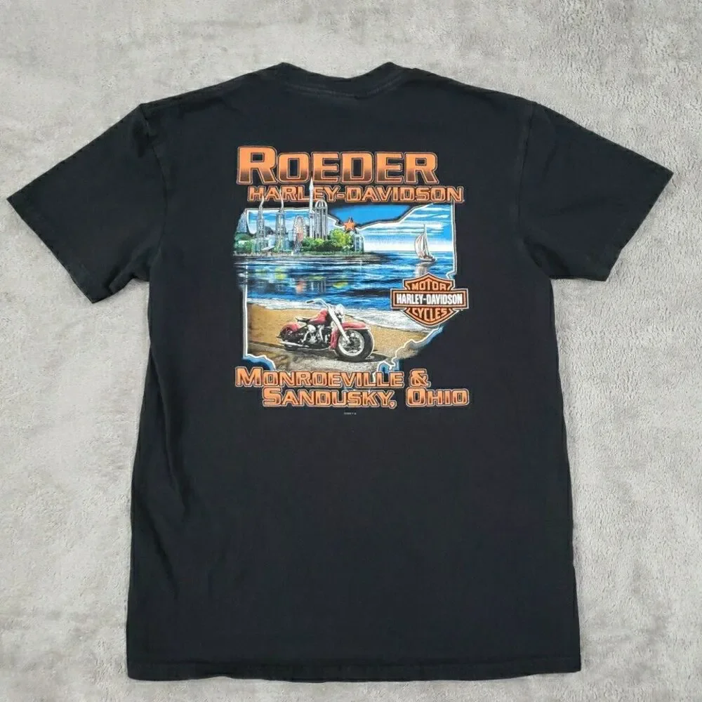 Harley Davidson T Shirt What Jingles Your Bells Santa Roeder Racing OH Men Sz M